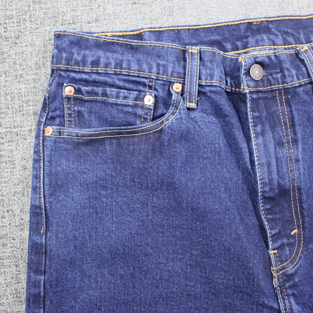 Levis 505 Regular Fit Jeans Mens 36x29 Dark Wash Indigo Straight Leg Denim